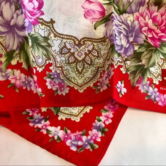 BALENCIAGA Floral Print Silk Color Block Scarf - Picture 4 of 12